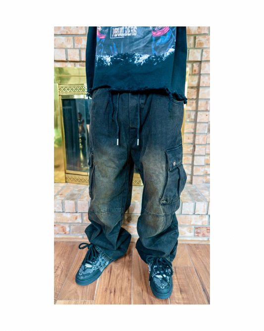 Black Denim Cargos