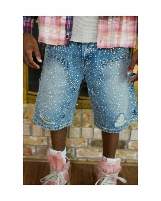Denim Carpenter Crystal Shorts