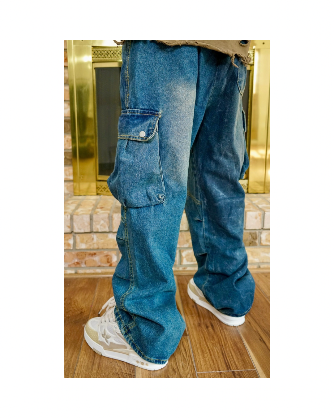 Waxed Blue Denim Cargos